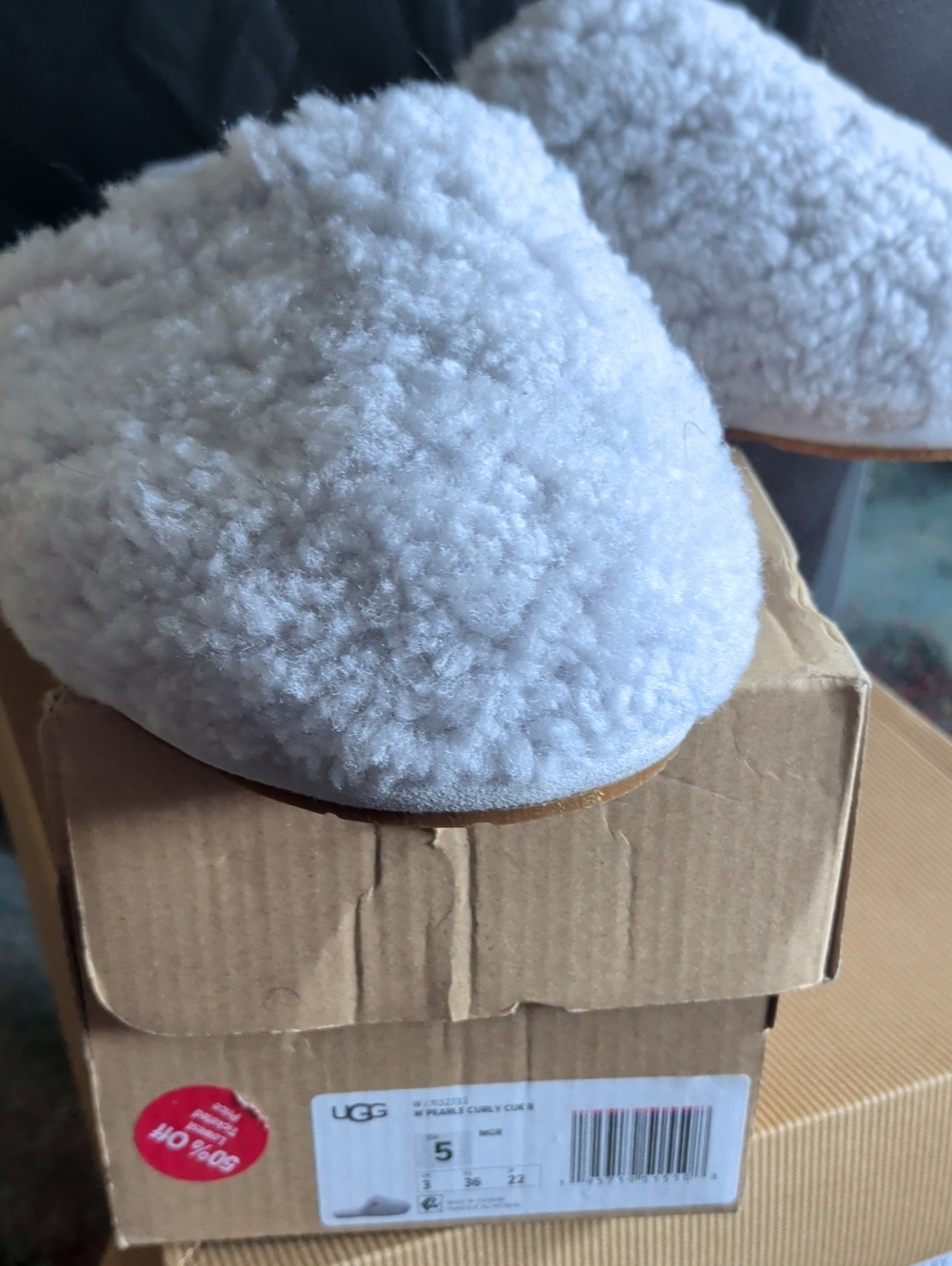 UGG Plush Shearling Slide - White